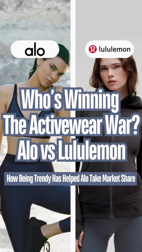 Instagram post by @thebrandblueprint_ for Alo Yoga. Caption reads: [...] the activewear war?: Alo vs Lululemon Alo....