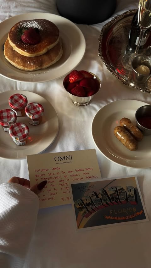 Instagram post by @miriaminspired for Omni Hotels & Resorts. Caption reads: Starting Valentine’s Day with an in-room breakfast....