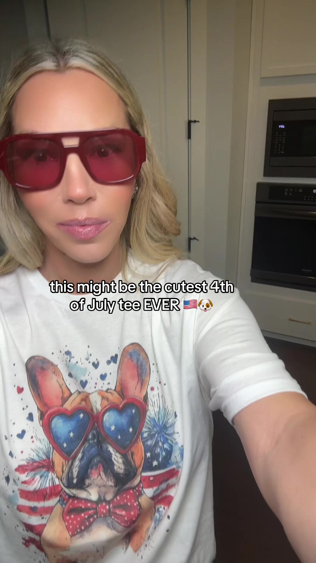TikTok post by @sammiejo0823 for PartyOnShop. Caption reads: [...] fireworks, and dog mom outfits 🇺🇸🐶....