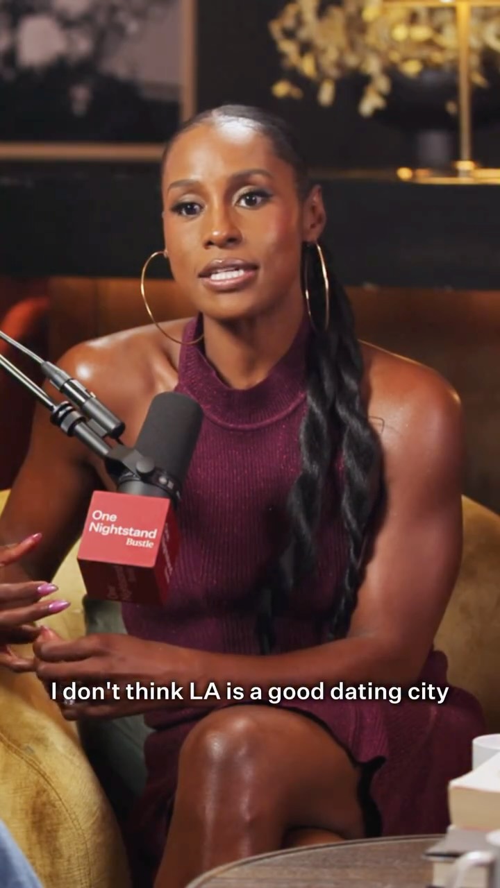 Instagram post by @charlotteowen for Bustle. Caption reads: Is LA a good dating city? @issarae says no… From....