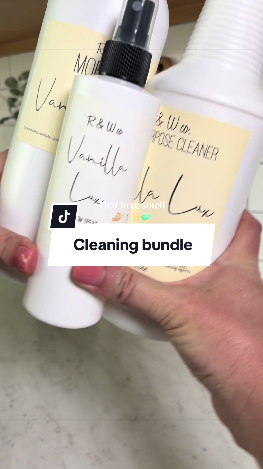 TikTok post by @thedailywith_kaylee for R&W Co.. Caption reads: [...] I love the cleaning day bundle by the @R&W....