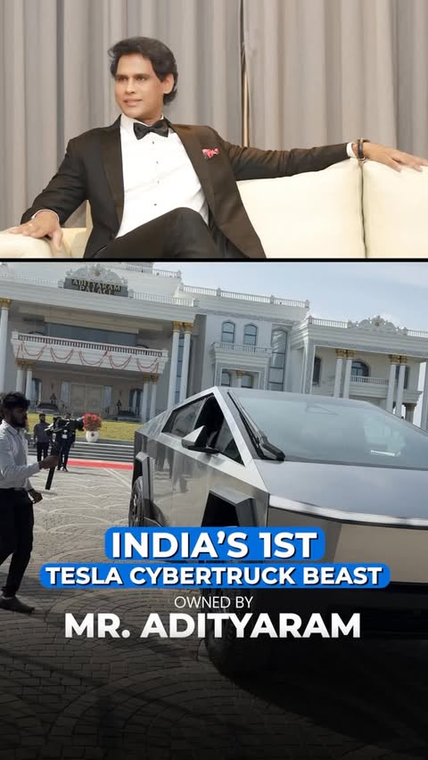 Instagram post by @badhrambabu for Tesla. Caption reads: [...] once again by owning India’s first Tesla....