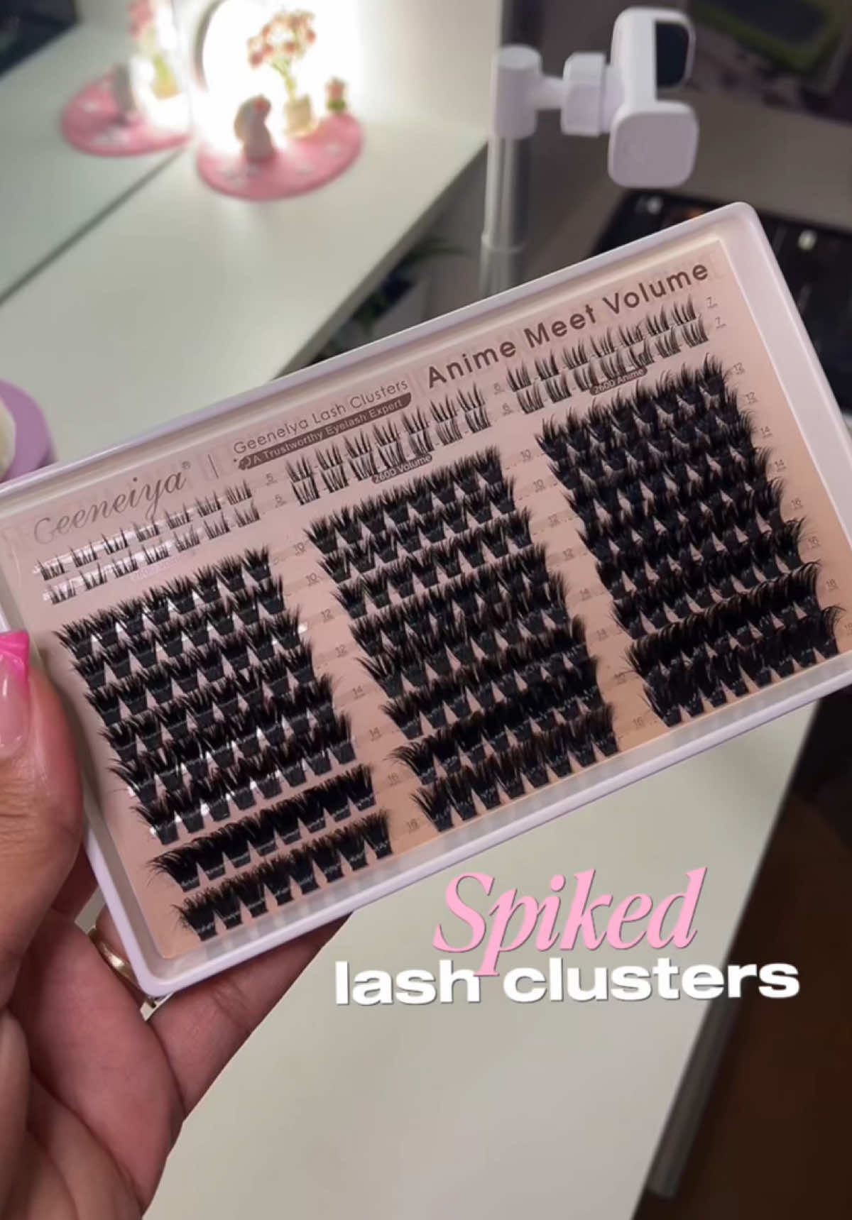 TikTok post by @aquariussed for Geeneiya Lashes. Caption reads: Geeneiya lashes never miss 😩 Spiked lashes will....