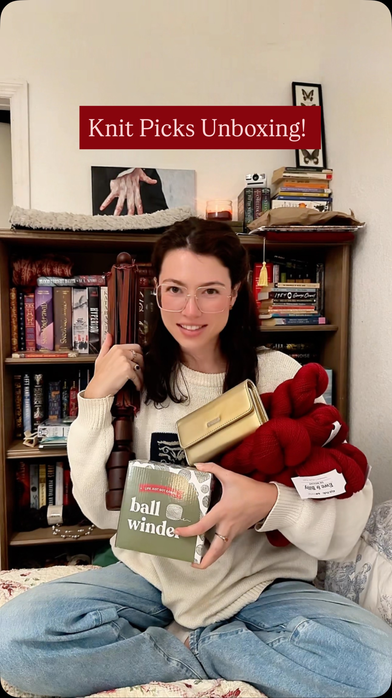 Instagram post by @thebookishalchemist for Knit Picks. Caption reads: Christmas came early!!
Thank you @knit_picks for....