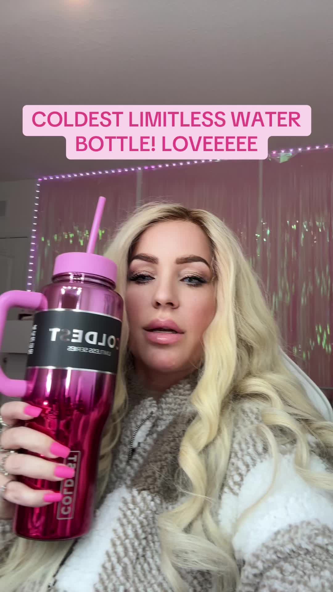 TikTok post by @glamlifewithtati for Coldest. Caption reads: COLDEST LIMITLESS WATER BOTTLE @Coldest This....