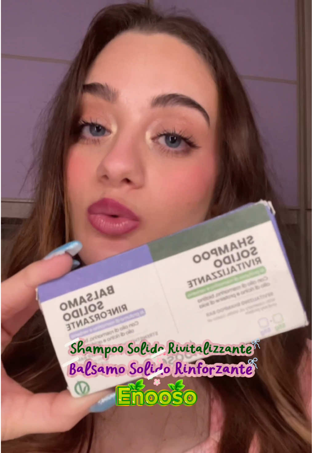 TikTok post by @lucrezia_giandalia for Enooso. Caption reads: Questo set>>> 🤩🥰💗 @Team Enooso🌿Cosmetici....