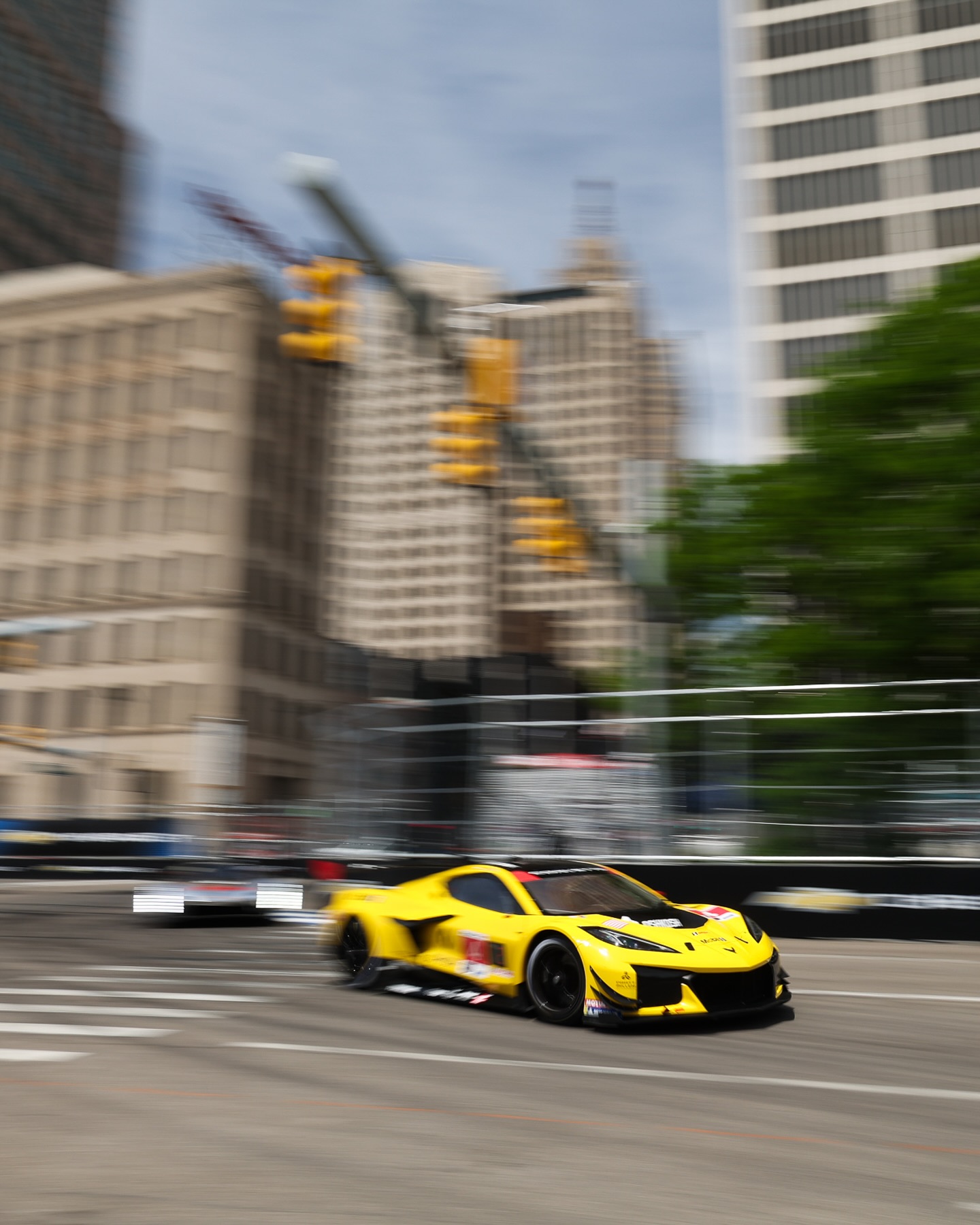 Instagram post by @imsa_racing for chevrolet. Caption reads: Detroit is where precision meets passion. Every....