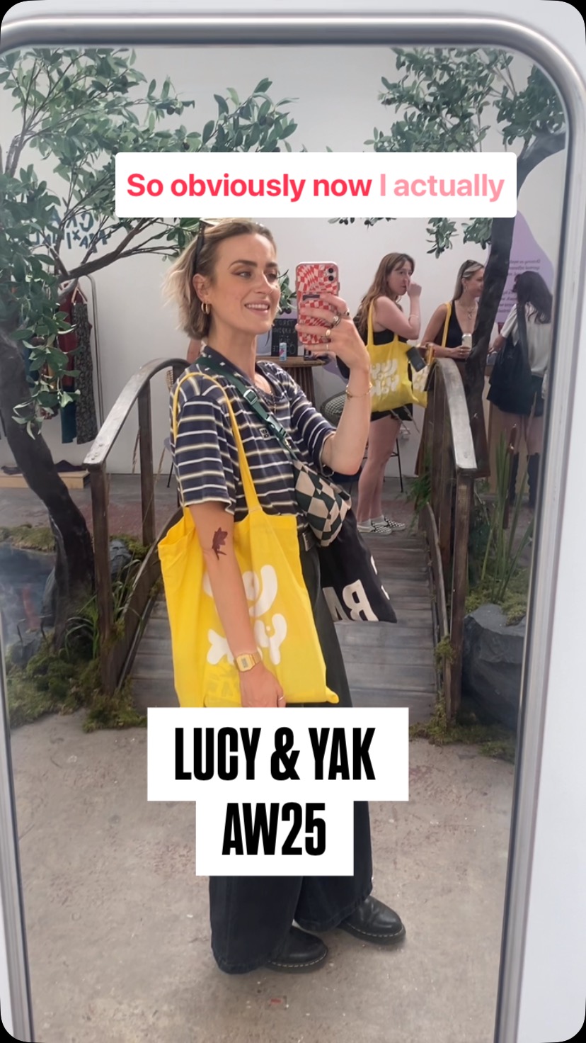 Instagram post by @amyfmatthews for Lucy & Yak. Caption reads: #Gifted - What a joy to get to peek at the....