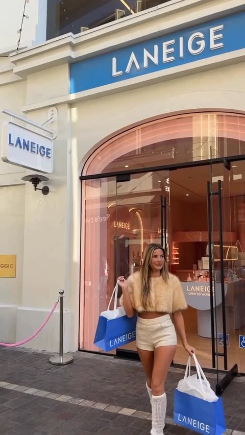 Instagram post by @iriskendall for LANEIGE. Caption reads: AD What a blast it was to visit the Laneige store....