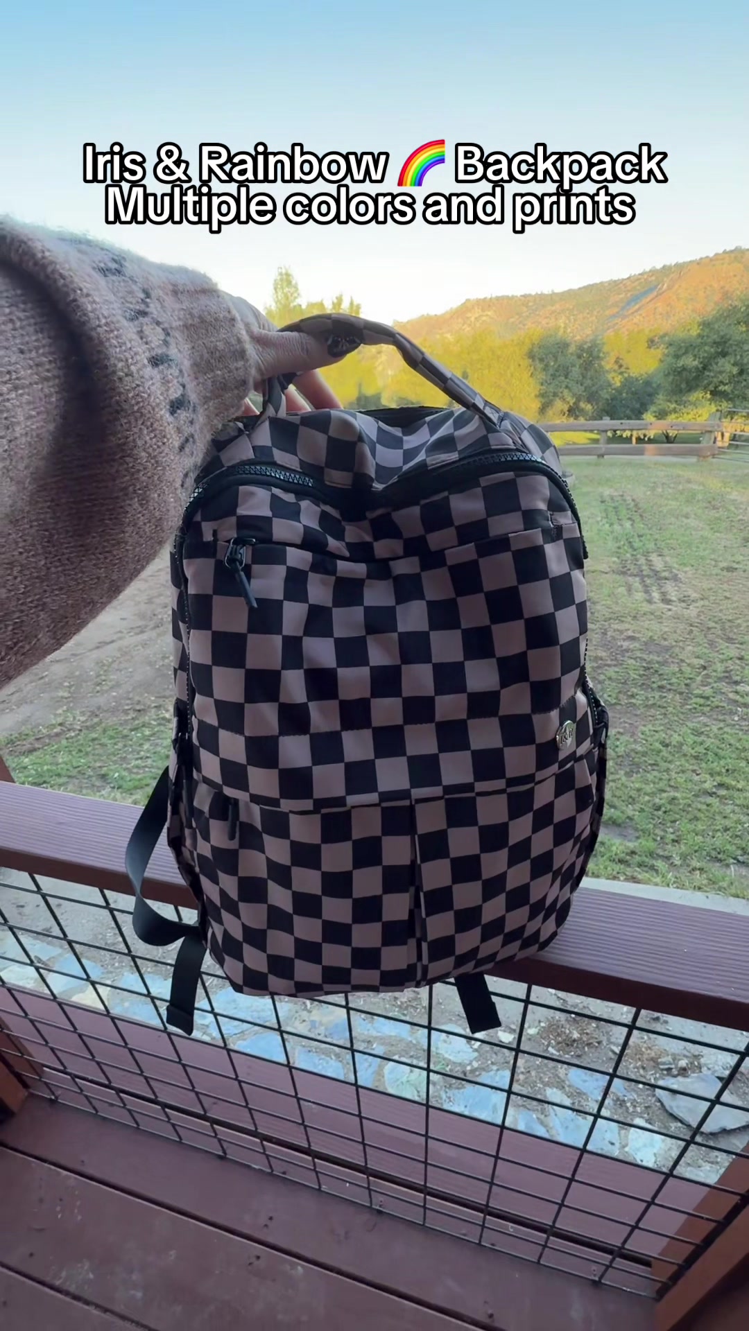 TikTok post by @_.andrea.nicole._ for Iris And Rainbow. Caption reads: [...] @Rainbow Boutique LLC #backpack....