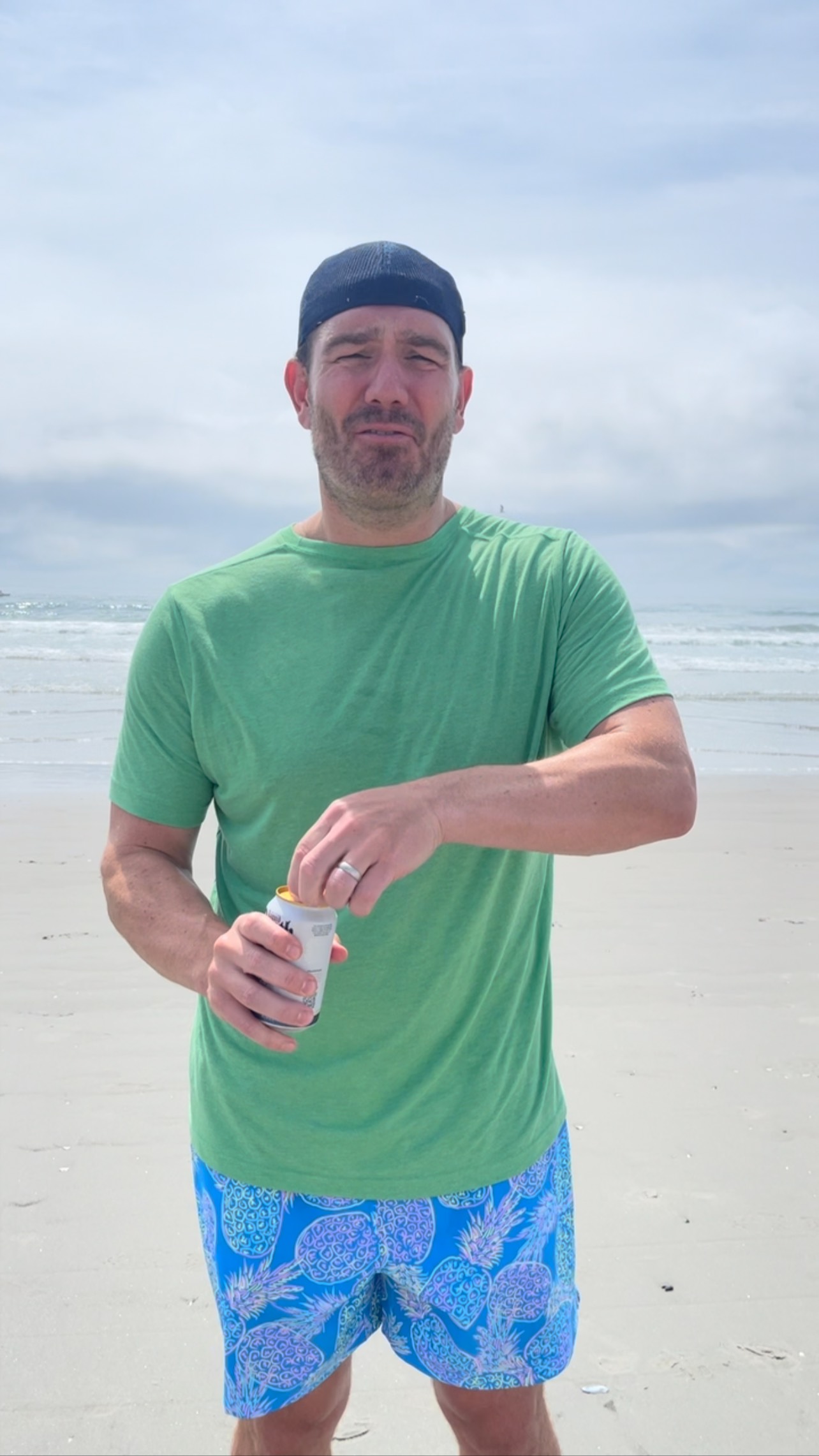 Instagram post by @rosstuckernfl for Liquid Death. Caption reads: How do you feel about chugging on the....