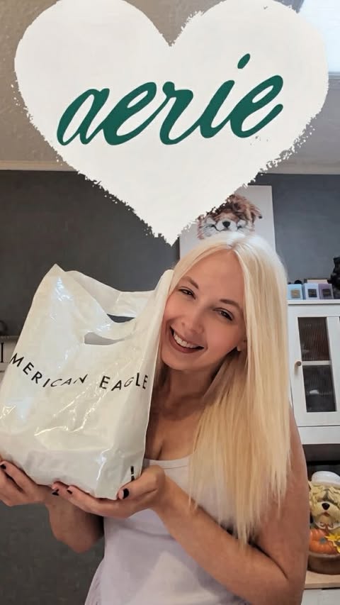 Instagram post by @mandib8803 for American Eagle. Caption reads: #AD 📺 @aerie gifted me 🎁 these tank tops and I....