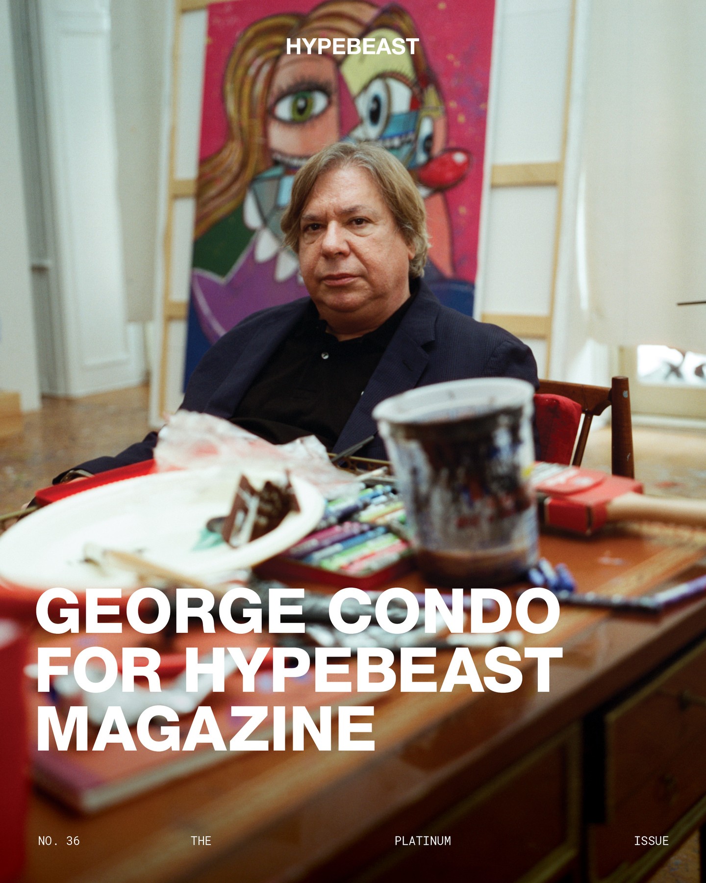 Instagram post by @hauserwirth for HYPEBEAST. Caption reads: Four decades into his career, artist George....