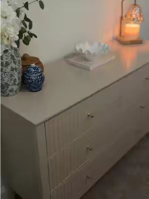 TikTok post by @caleighdeal for Royalcraft. Caption reads: [...] dresser #homedecor #fluteddresser....