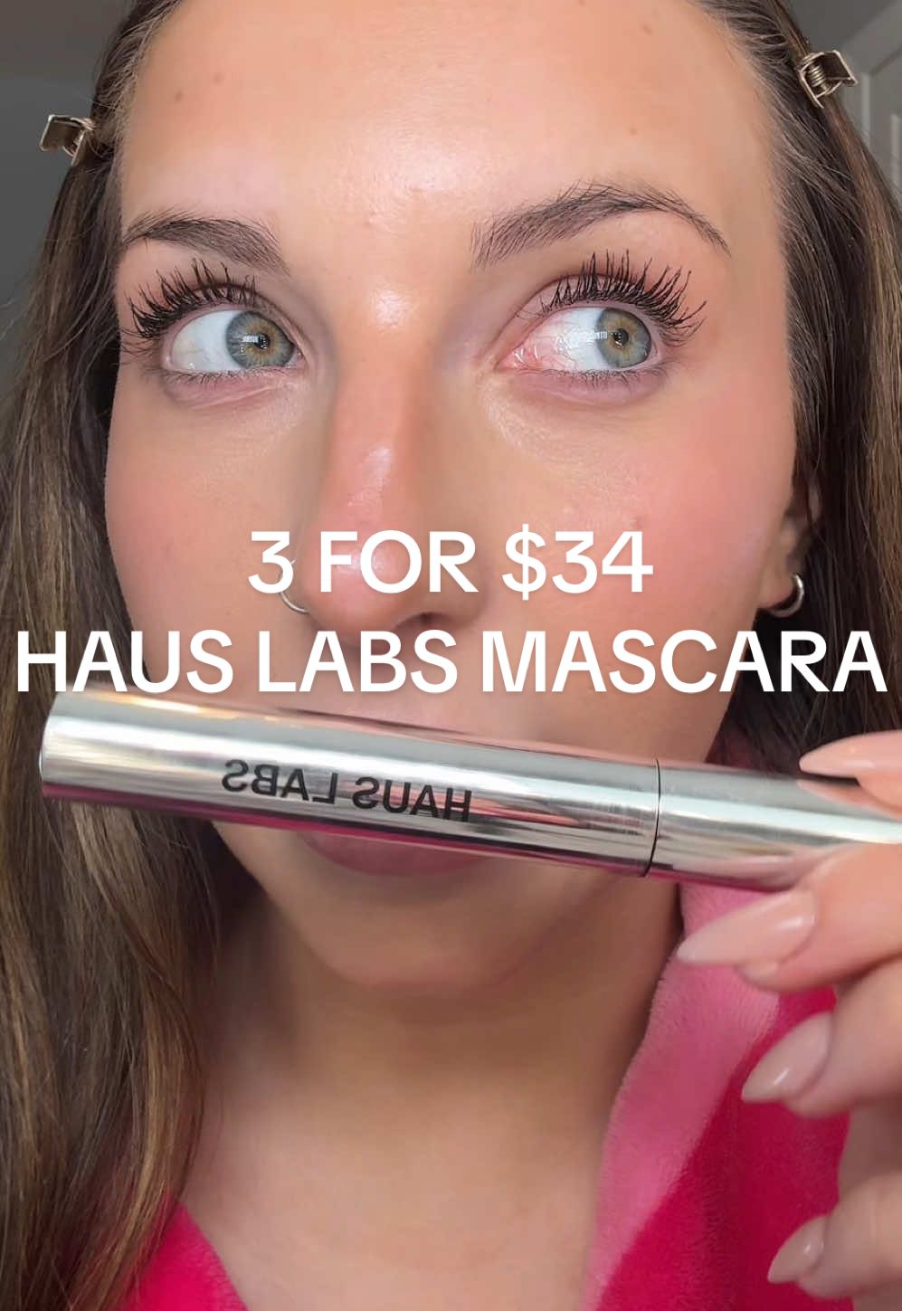 TikTok post by @lexirosenstein for Haus Labs. Caption reads: [...] B Structural mascara from Haus Labs. Ends....