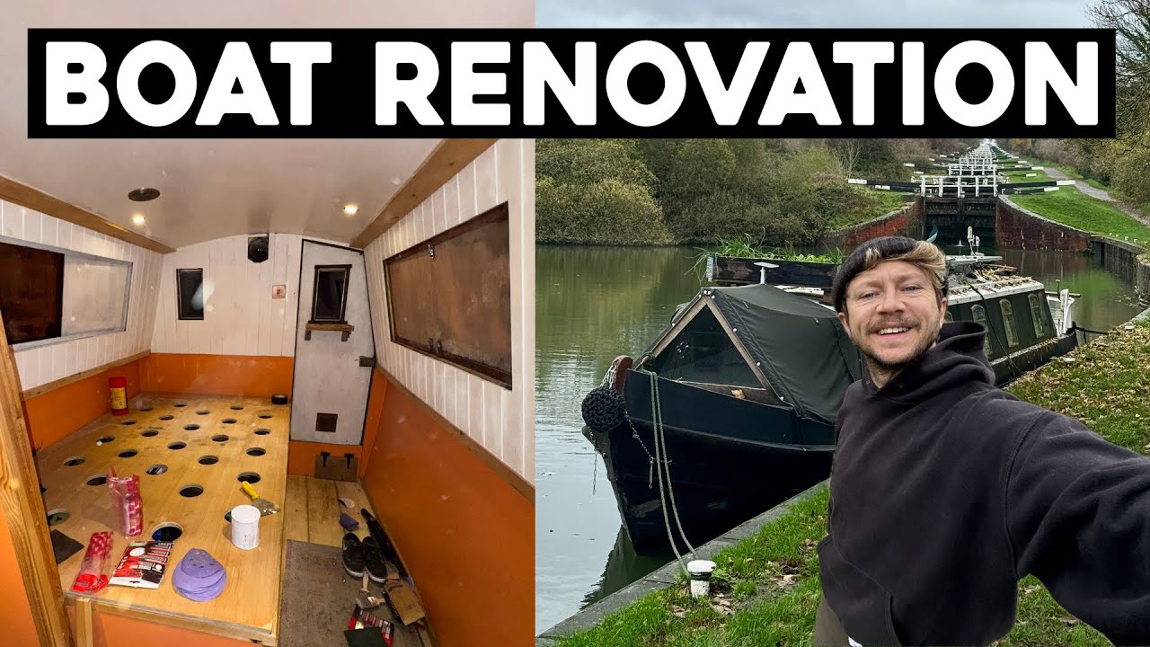 YouTube post by @ItsOhJoe for EcoFlow. Caption reads: Gutting My Narrowboat Home & Refitting.