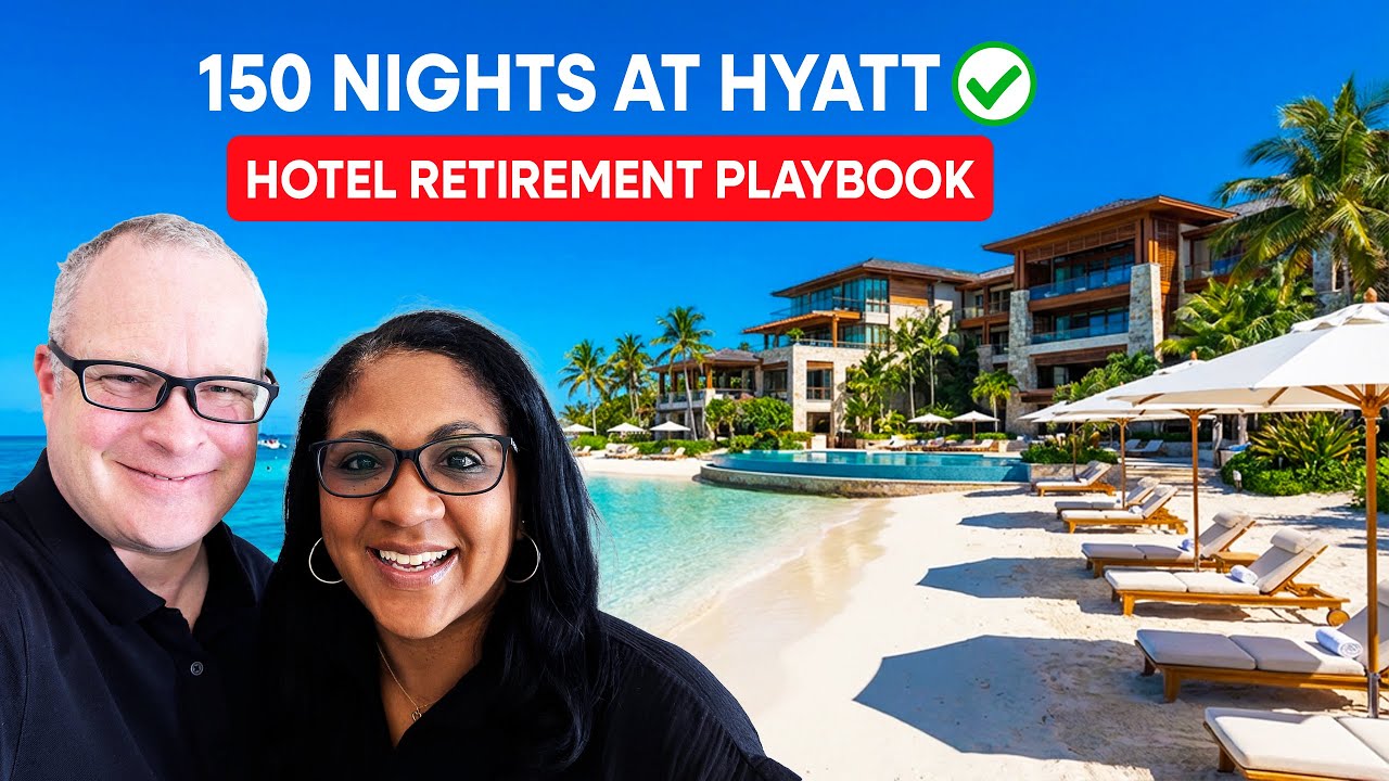 YouTube post by @GroundedLifeRetirementTravel for Thinkific. Caption reads: We Stayed 150 Nights At Hyatt Hotels & This Is Our....