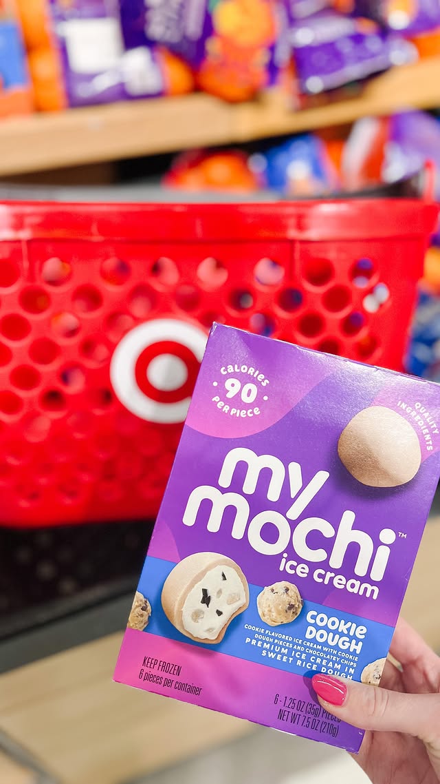 Instagram post by @allthingstarget for My/Mochi. Caption reads: [...] much I love treating myself to a box of....