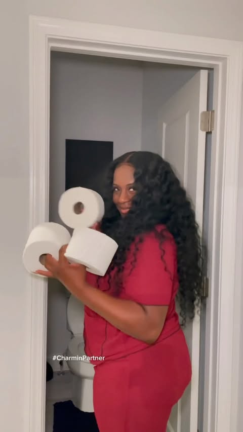 Instagram post by @adrienneshow for Charmin. Caption reads: #CharminPartner Girls, it’s completely natural &....