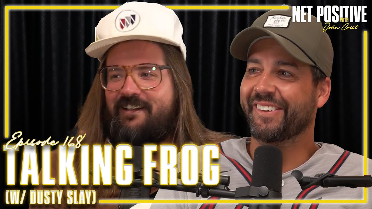 YouTube post by @netpositivepod for MOSH. Caption reads: Talking Frog (w/ Dusty Slay) | Net Positive with....