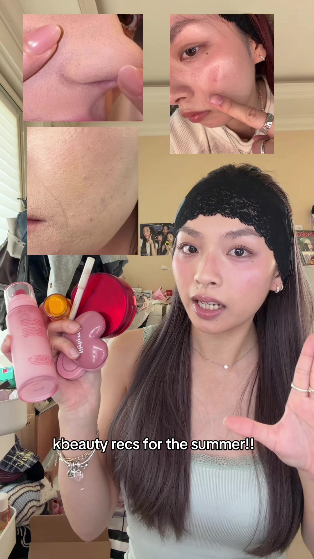 TikTok post by @fionlammm for HEMEKO. Caption reads: [...] blush (shade: cherry blossom cheeks) @HEMEKO....