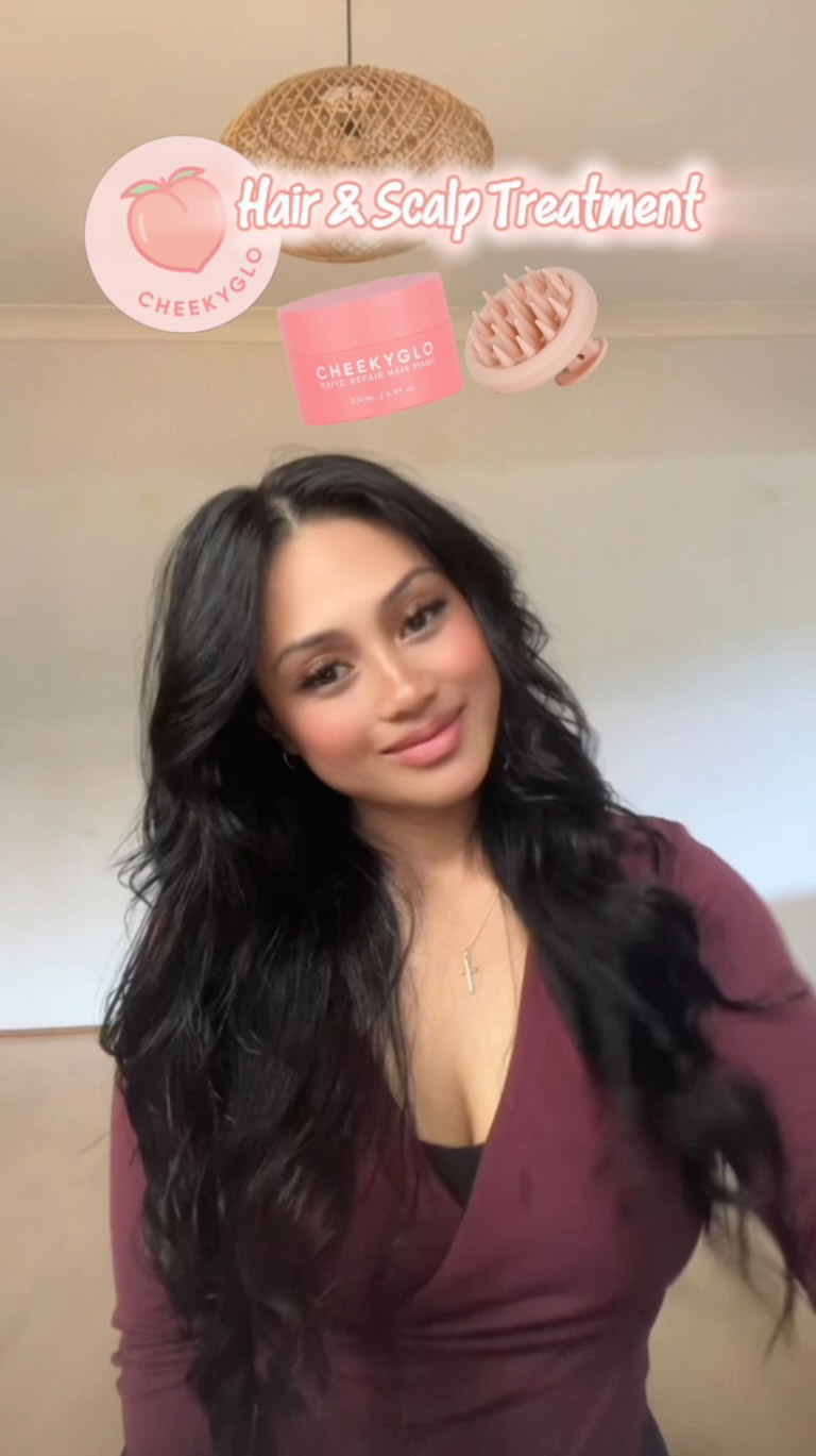 Instagram post by @_sheena.sharmaa for Cheekyglo. Caption reads: Good hair days only 😍✨ Grab your CheekyGlo hair....