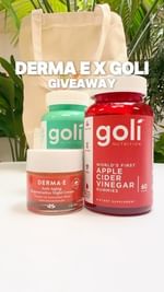 Instagram post by @golinutrition for DERMA•E. Caption reads: ** THIS GIVEAWAY HAS BEEN CLOSED** 
🚨 GIVEAWAY....
