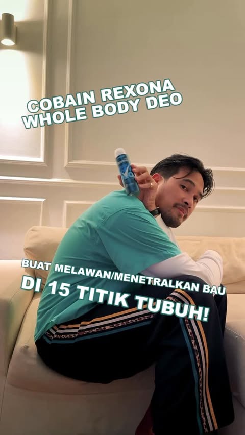 Instagram post by @adriankhalif for Rexona. Caption reads: jangan lupa cobain produk barunya....