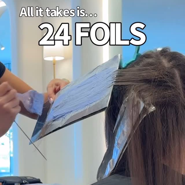 Instagram post by @adina_pignatare for Saloncentric. Caption reads: All it takes is my… 24 FOIL PLACEMENT 🫶 seriously....