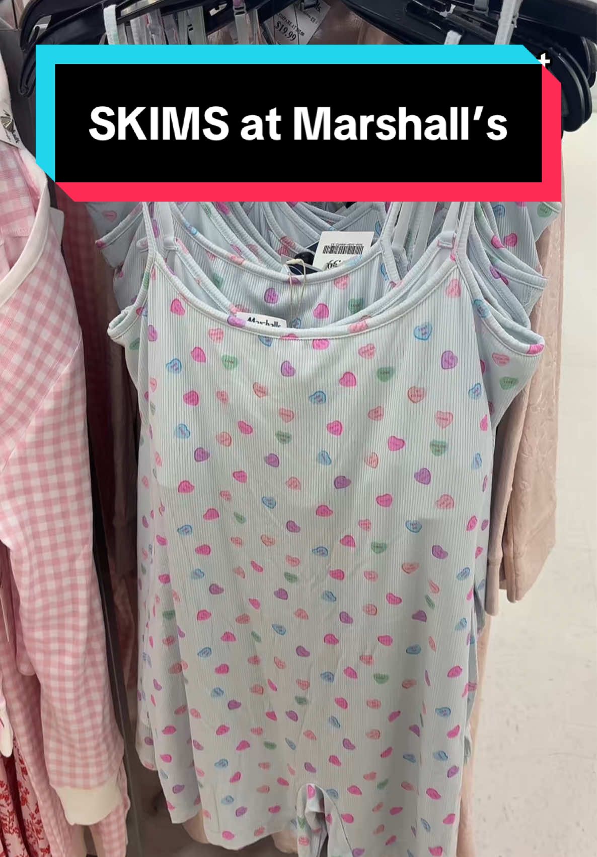 TikTok post by @officialmeegan for Marshalls. Caption reads: [...] stores🫶🏽☃️ #skims #skimsbodysuit....