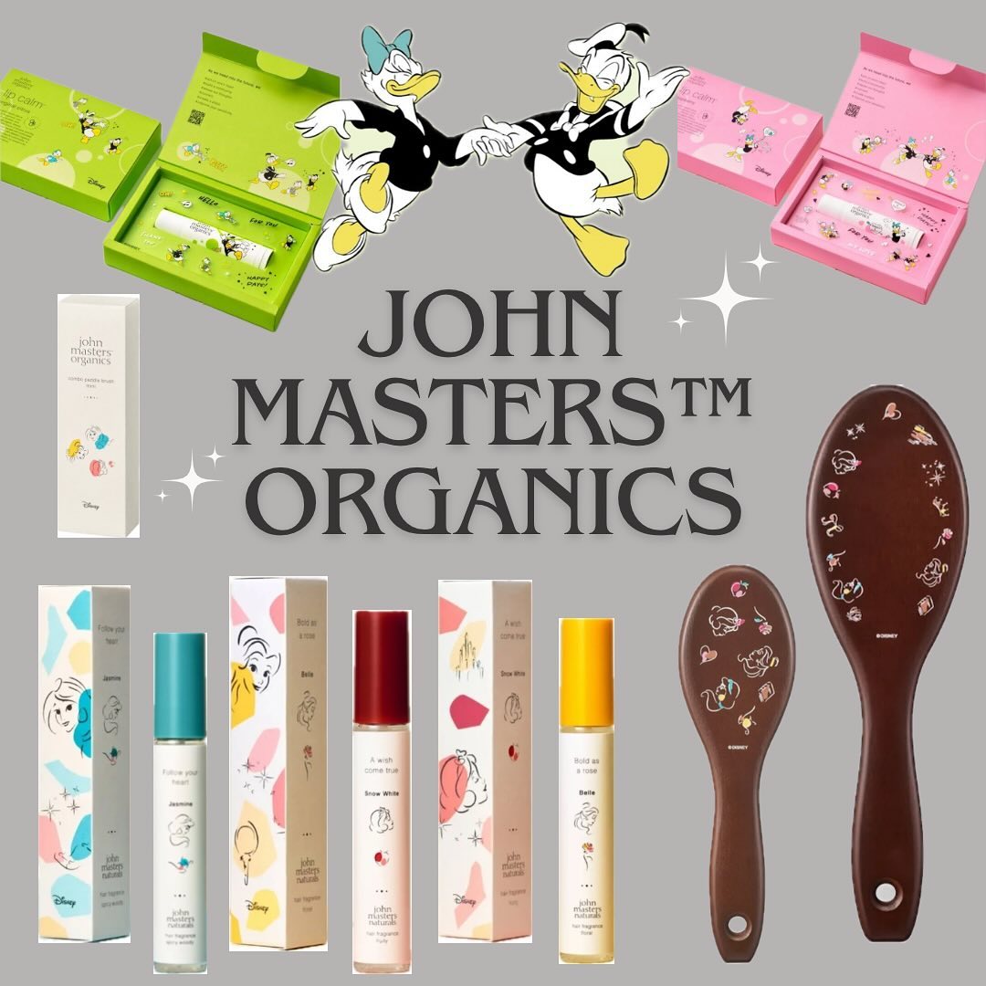 Instagram post by @_riiichan_disney for John Masters Organics (HK). Caption reads: ジョンマスターオーガニックから
限定ディズニーデザインのアイテム
発売されたよ🩵🩵

@john....