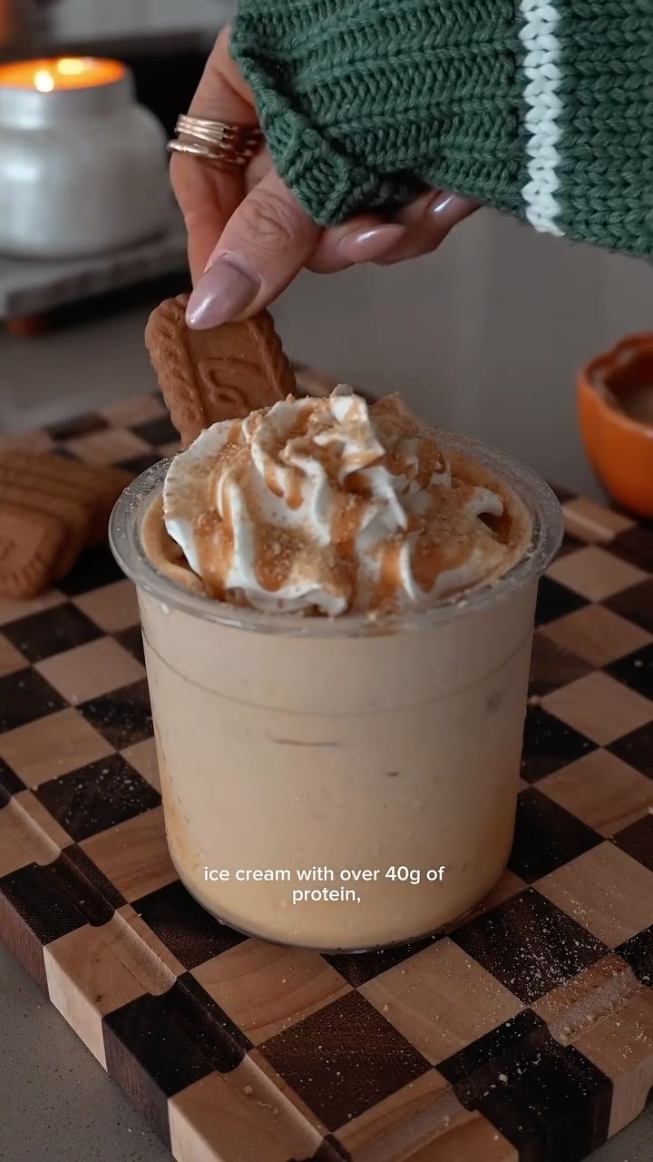 Instagram post by @caitlynneier for HSN. Caption reads: Pumpkin Cheesecake Creami 🍂 The easiest....