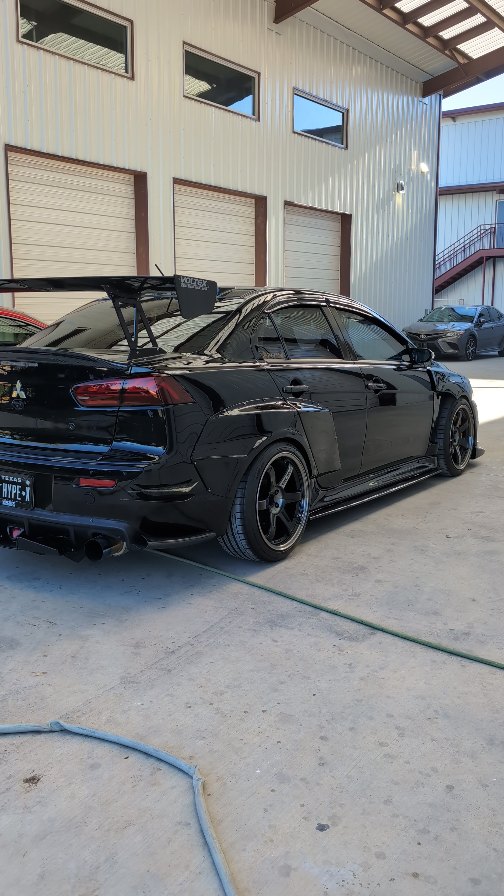 Instagram post by @mitsulancerfans for HIREV SPORTS. Caption reads: We're taking her to more car meets once she's back....