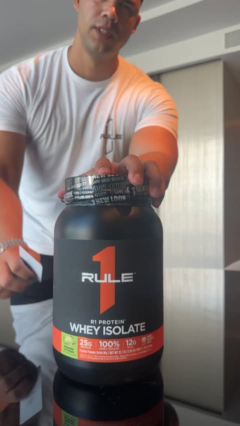 Instagram post by @bryden_albertyn for Rule One Proteins. Caption reads: @ruleoneproteins_au New Flavour Alert 🚨 Pistachio....