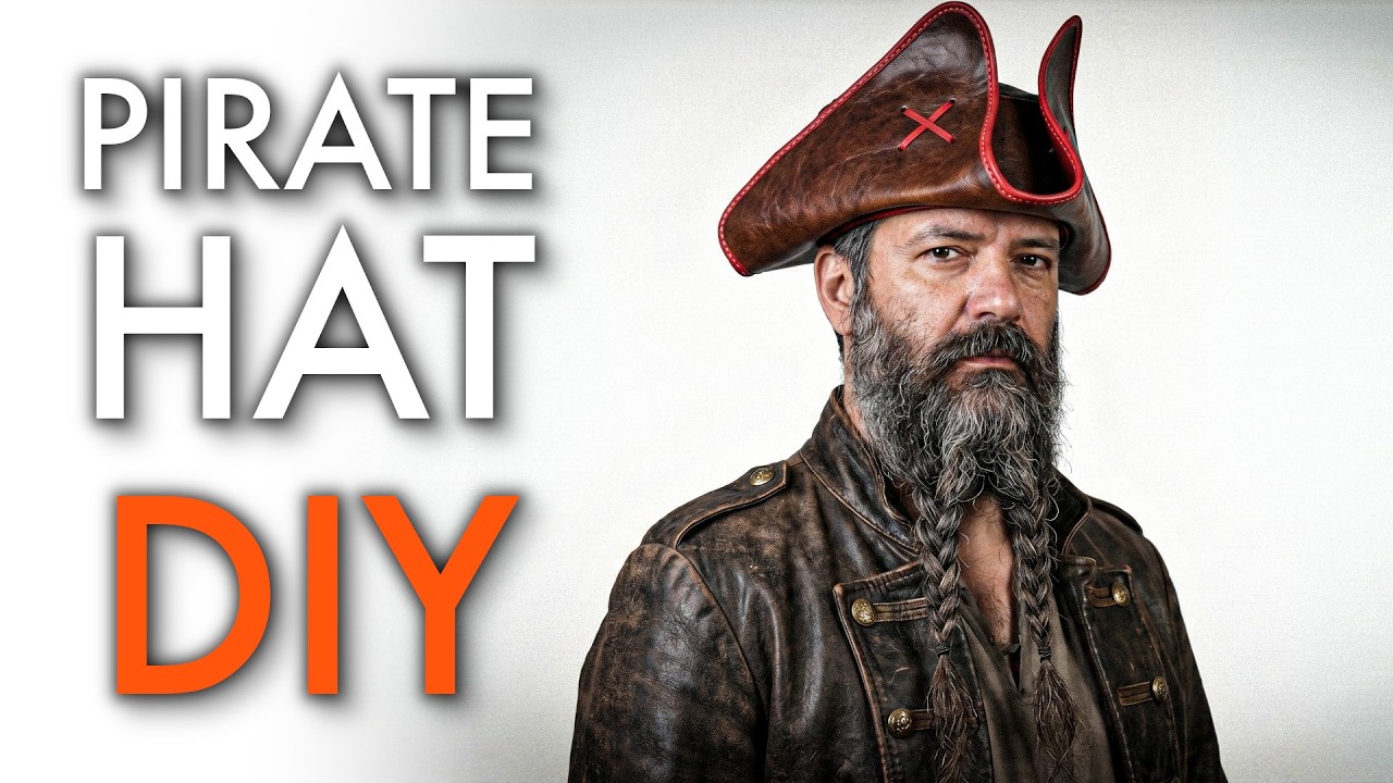 YouTube post by @tonyseePatterns for xTool. Caption reads: How to make a leather pirate hat, start to finish.....