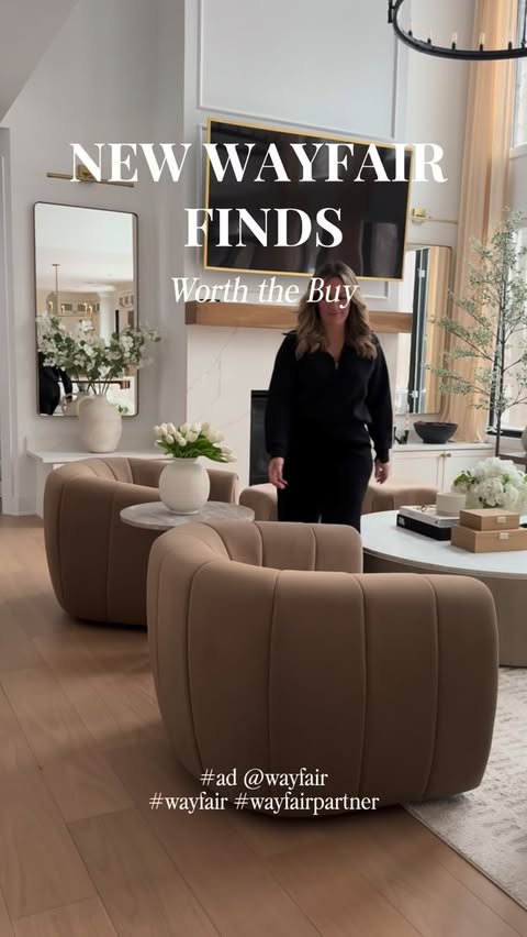 Instagram post by @windowsandwoods for Wayfair. Caption reads: #ad @wayfair Loving these five new Wayfair home....