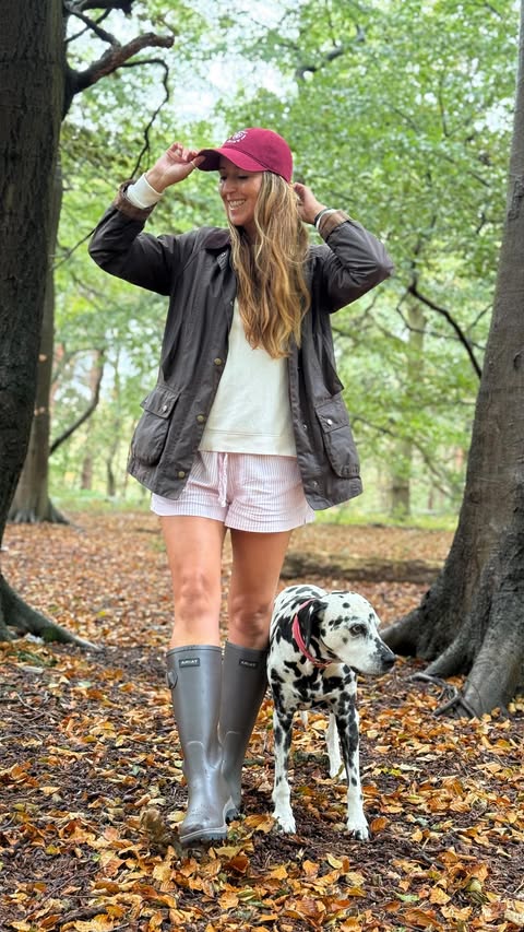 Instagram post by @spottedwithkaty for Barbour. Caption reads: Things I’d never do as a girl who walks her dog....