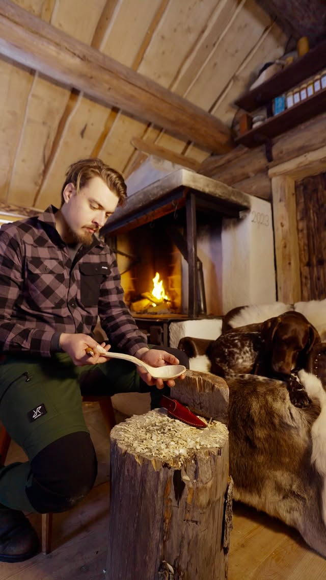 Instagram post by @erikgrankvist_ for RevolutionRace. Caption reads: [...] in the cabin, of course 🪵🌲 Ad for....