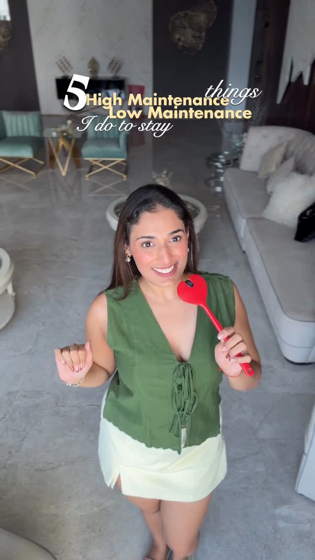 Instagram post by @bhavyakamainaccount for Indulekha. Caption reads: 5 high maintenance things I do to stay low....