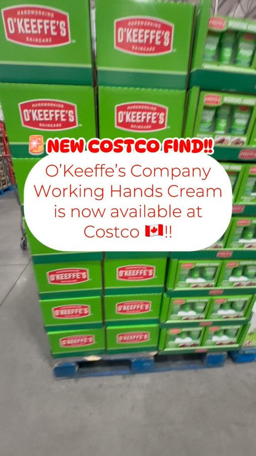 Instagram post by @costcofindscanada for O’Keeffe’s Company. Caption reads: 🚨 NEW COSTCO FIND!!
‌
Working Hands Cream....