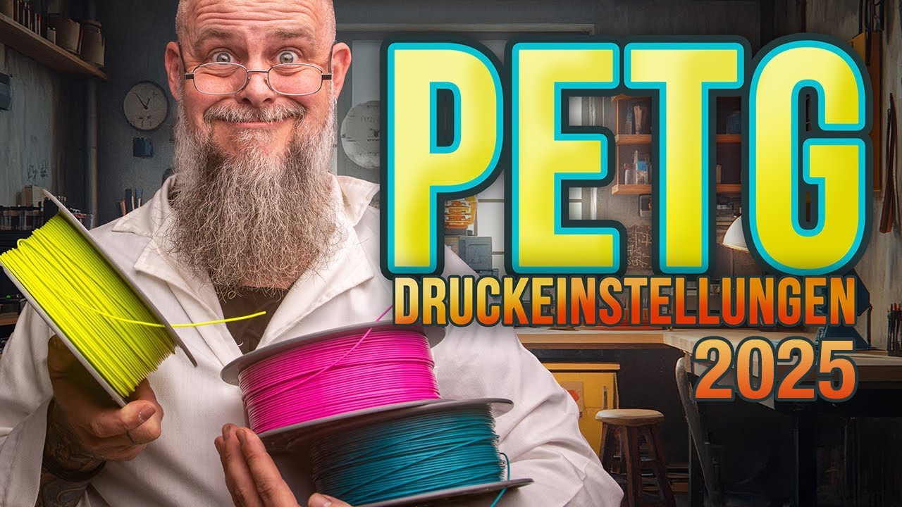 YouTube post by @Schwaighofer-art for Dropbox. Caption reads: Perfect PETG prints in Bambu Studio – My best....