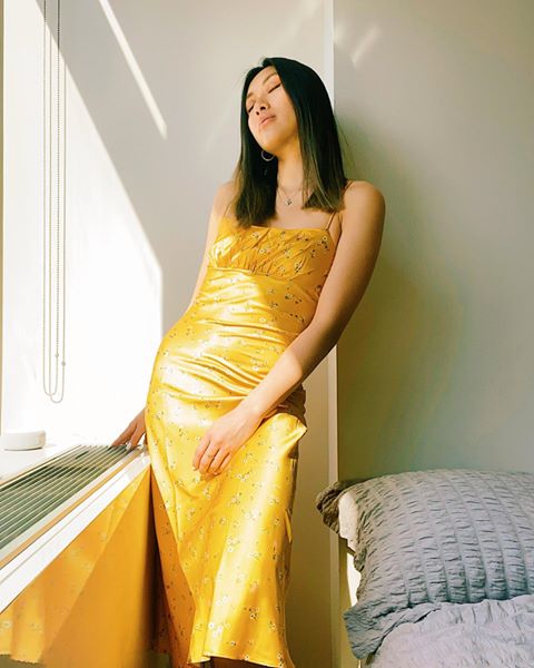 Instagram post by @kristinmtran for Few Moda. Caption reads: [...] some vitamin D in this slip dress from....