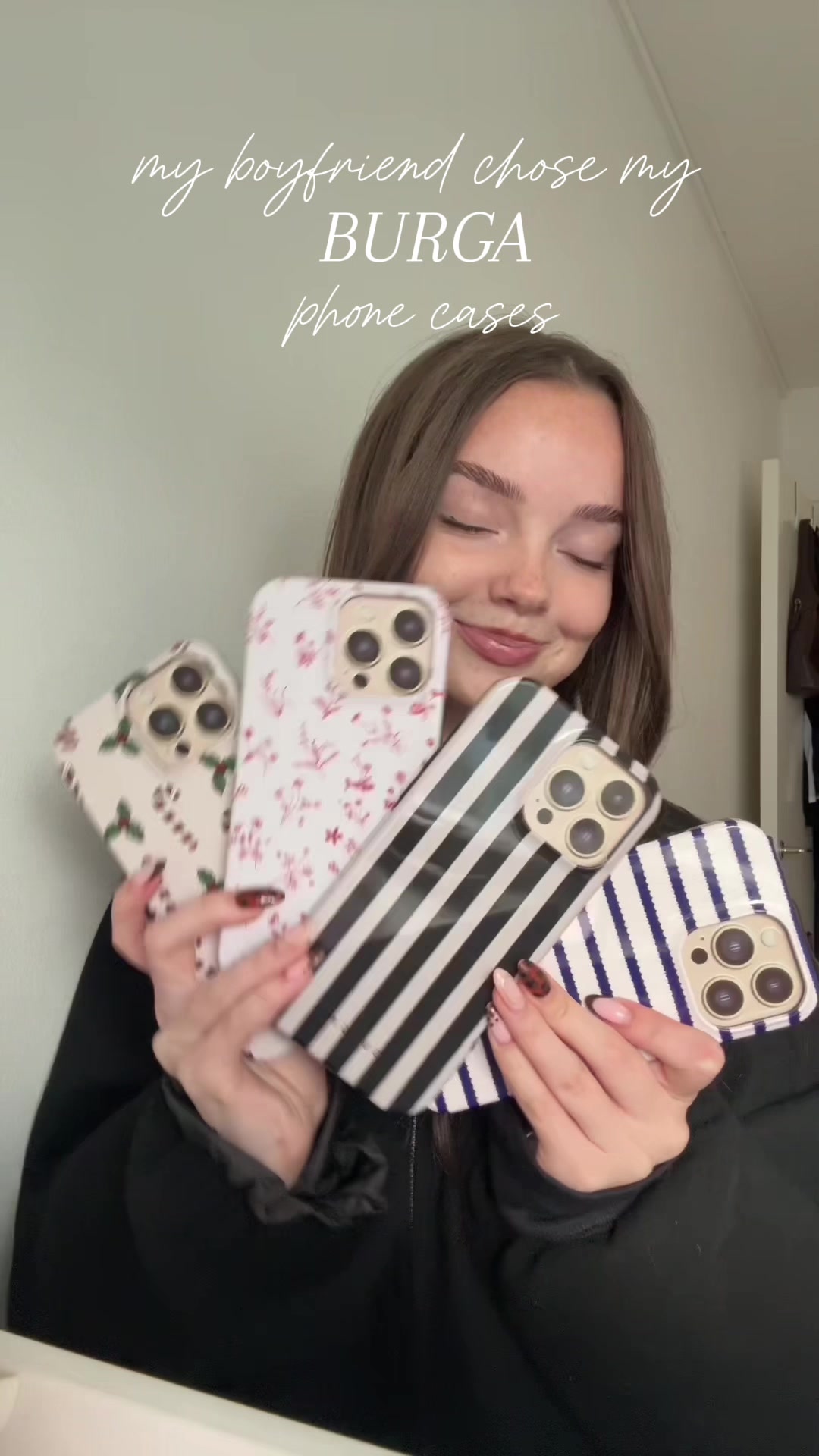 TikTok post by @ciaralillyyy for BURGA. Caption reads: i asked alex to pick my new @BURGA cases so i rate....