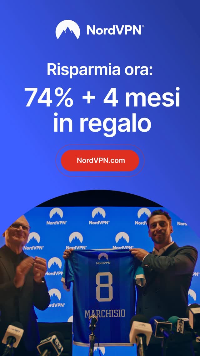 Instagram post by @marchisiocla8 for NordVPN. Caption reads: Oggi, più che mai, proteggersi online è....