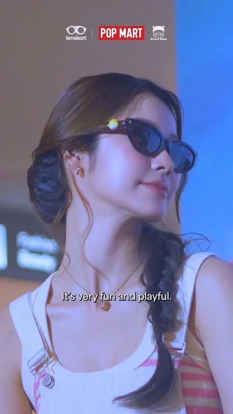 Instagram post by @namtan.tipnaree for lenskart. Caption reads: @Lenskartsg eyewear collab with POP MART is sooo....