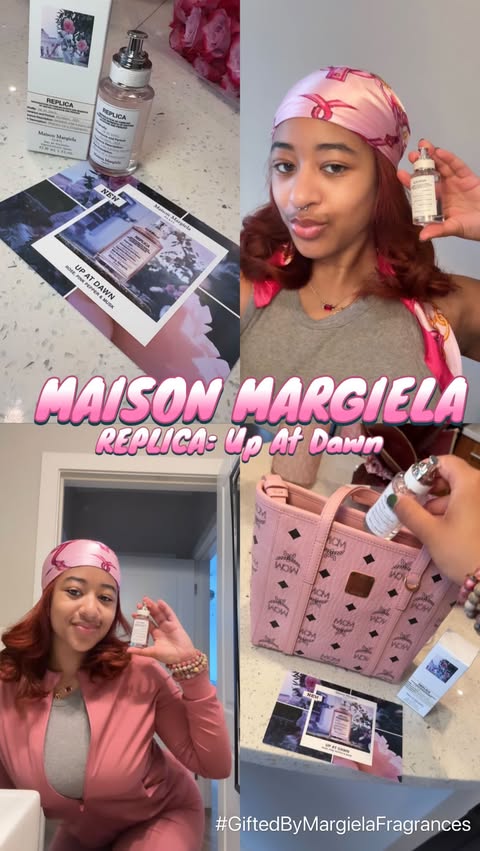 Instagram post by @skyjanii for Maison Margiela. Caption reads: [...] x Up At Dawn Fragrance thanks to....