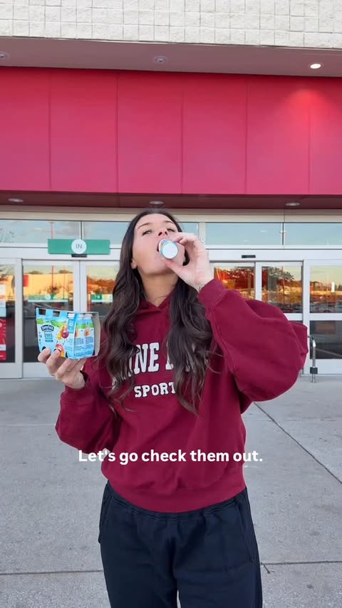 Instagram post by @thatcrunchymomkate for Stonyfield Organic. Caption reads: #ad NEW Stonyfield Organic lowfat yogurt drinks....