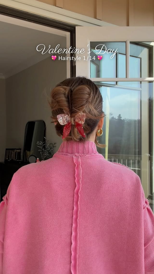 Instagram post by @nicholeciotti for VICI COLLECTION. Caption reads: Floating Heart Hairstyle 💖 A heart resting on a....