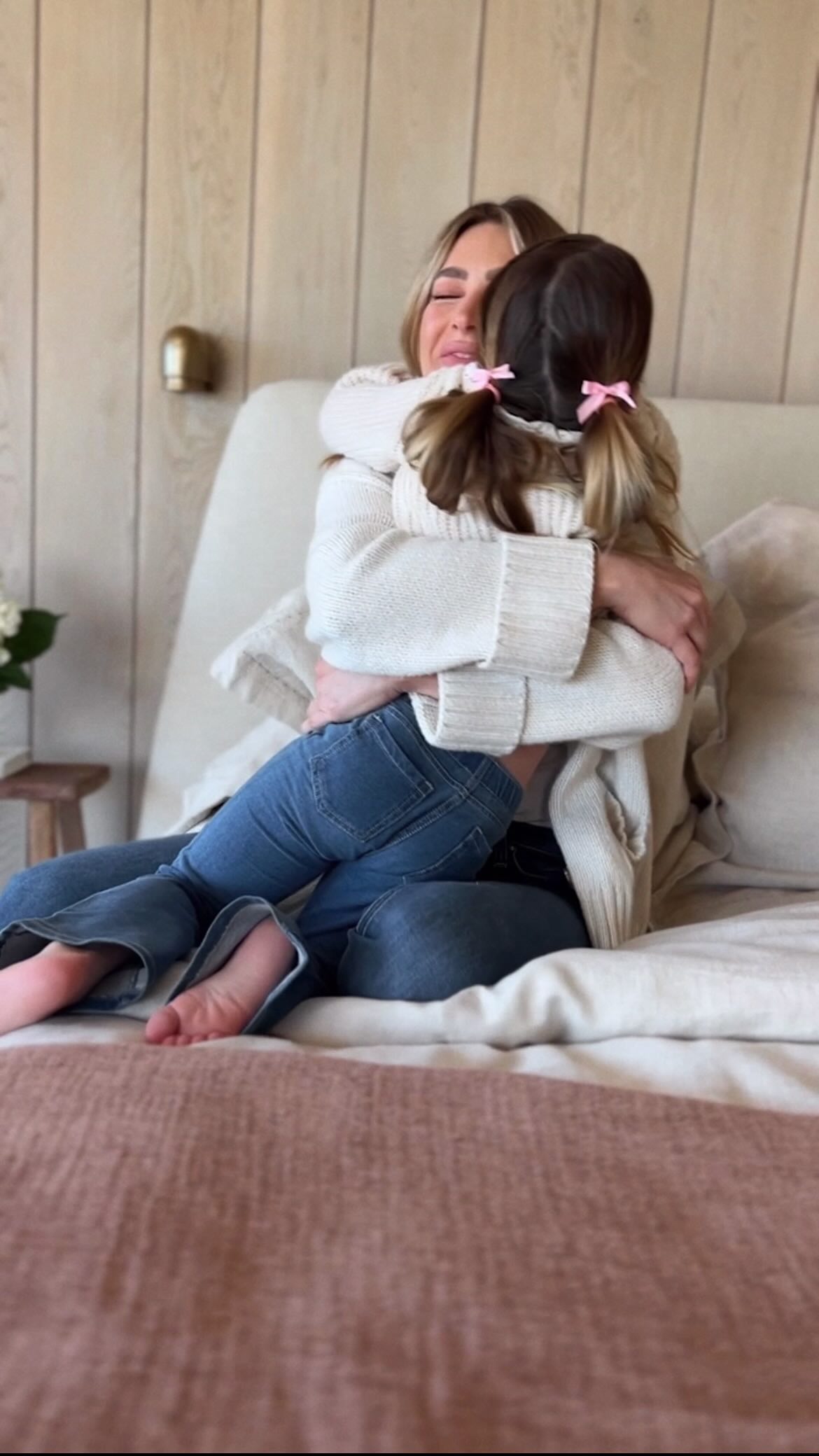 Instagram post by @christinebarraco for Coyuchi. Caption reads: [...] the end of a long day. 💤 Knowing our....