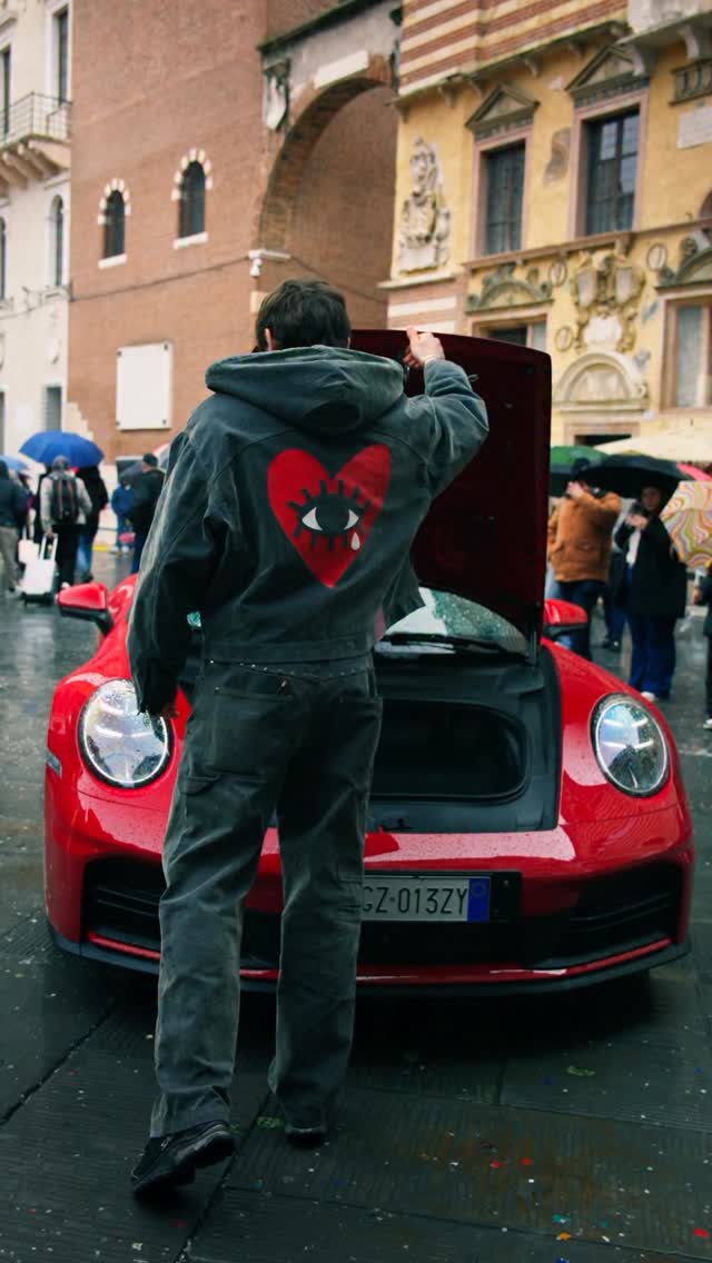 Instagram post by @greg_goya for Porsche. Caption reads: Tell people you love them I turned a Porsche 911....